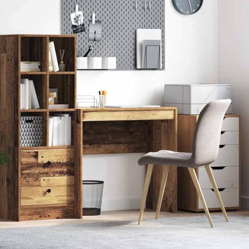 QJBSAVVA Rustikaler Schreibtisch aus recyceltem Holz 80 x 40 x 76 cm mit Schublade Klassisches Design & Robuste Konstruktion für Home Office Büro oder Wohnheim von QJBSAVVA