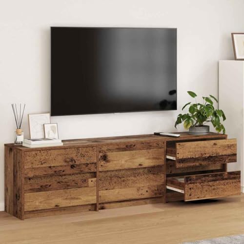 QJBSAVVA Rustikaler TV-Schrank aus Holz Braun 180 cm Lowboard mit Stauraum für Wohnzimmer und Home Bar von QJBSAVVA