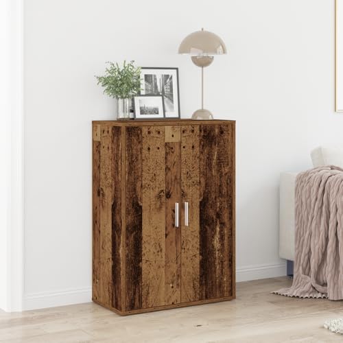 QJBSAVVA Rustikales Sideboard aus Massivholz Altholz Braun Verwittertes Finish 60x31x84 cm mit 2 Türen und 3 Regalen für Esszimmer Wohnzimmer oder Flur QJBSAVVA Rustikales Sideboard aus Massivholz Altholz Braun Verwittertes Finish 60x31x84 cm mit 2 Türen und 3 Regalen für Esszimmer Wohnzimmer oder Flur von QJBSAVVA