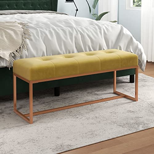QJBSAVVA Samt Sitzbank Senfgelb 110x36x45 cm Weiche Polsterung Multifunktional als Sitzgelegenheit und Bettbank für Flur Schlafzimmer und Essbereich QJBSAVVA Samt Sitzbank Senfgelb 110x36x45 cm Weiche Polsterung Multifunktional als Sitzgelegenheit und Bettbank für Flur Schlafzimmer und Essbereich von QJBSAVVA