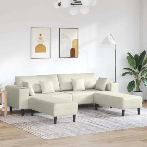 QJBSAVVA Samt Sofa 4 Sitzer Creme Modernes Design mit Kegelförmigen Beinen Plüschiger Samtbezug für Wohnzimmer Schlafzimmer oder Büro 208 cm von QJBSAVVA