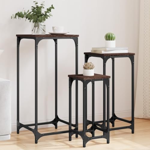 QJBSAVVA Satztische 3 Stück Braun Eichen-Optik Beistelltisch Set aus Holzwerkstoff und Metall Verschachtelbar für Wohnzimmer Schlafzimmer und Büro 37 x 37 x 80 cm QJBSAVVA Satztische 3 Stück Braun Eichen-Optik Beistelltisch Set aus Holzwerkstoff und Metall Verschachtelbar für Wohnzimmer Schlafzimmer und Büro 37 x 37 x 80 cm von QJBSAVVA