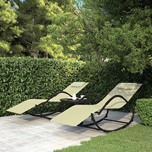 QJBSAVVA Schaukelliege 2er Set Creme Pulverbeschichteter Stahl und Textilene 158 x 60 x 77 cm Ergonomische Liegefläche mit Abnehmbarem Kissen für Garten Balkon und Strand QJBSAVVA Schaukelliege 2er Set Creme Pulverbeschichteter Stahl und Textilene 158 x 60 x 77 cm Ergonomische Liegefläche mit Abnehmbarem Kissen für Garten Balkon und Strand von QJBSAVVA