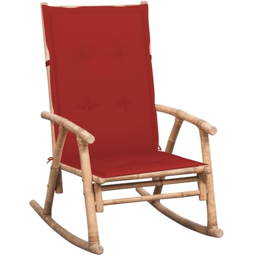 QJBSAVVA Schaukelstuhl aus Bambus mit wasserabweisendem Kissen Outdoor Gartenstuhl für Terrasse Balkon und Garten 66 x 86 x 105 cm Robust & UV-beständig von QJBSAVVA