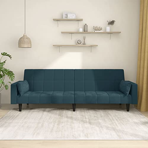 QJBSAVVA Schlafsofa 2 Sitzer Blau Samt mit 2 Kissen 220 cm Länge 2 in 1 Funktion als Sofa und Doppelbett Komfortables Sitzerlebnis mit weichem Samtbezug Robuster Holzrahmen für Wohnzimmer QJBSAVVA Schlafsofa 2 Sitzer Blau Samt mit 2 Kissen 220 cm Länge 2 in 1 Funktion als Sofa und Doppelbett Komfortables Sitzerlebnis mit weichem Samtbezug Robuster Holzrahmen für Wohnzimmer von QJBSAVVA
