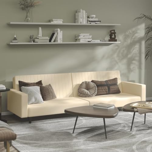 QJBSAVVA Schlafsofa 2 Sitzer Creme Samt ausziehbares Sofabett mit Holzrahmen und bequemer Samtbezug für Wohnzimmer Gästezimmer und kleine Räume QJBSAVVA Schlafsofa 2 Sitzer Creme Samt ausziehbares Sofabett mit Holzrahmen und bequemer Samtbezug für Wohnzimmer Gästezimmer und kleine Räume von QJBSAVVA