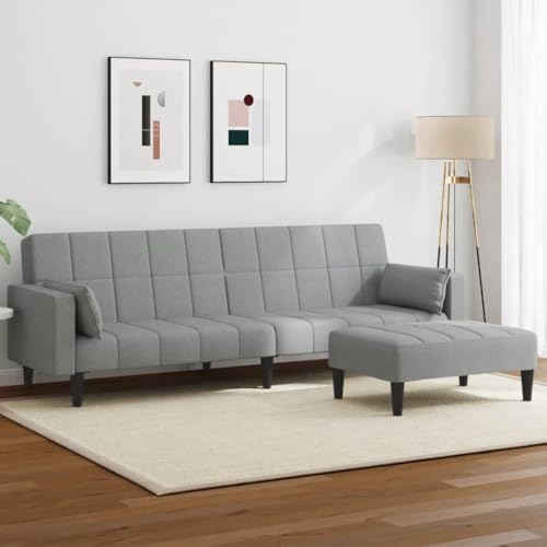QJBSAVVA Schlafsofa 2 Sitzer mit Fußhocker Hellgrau Stoff Ausziehbares Gästebett mit 2 in 1 Funktion für Wohnzimmer Büro und kleine Räume 220 x 84 5 x 69 cm QJBSAVVA Schlafsofa 2 Sitzer mit Fußhocker Hellgrau Stoff Ausziehbares Gästebett mit 2 in 1 Funktion für Wohnzimmer Büro und kleine Räume 220 x 84 5 x 69 cm von QJBSAVVA