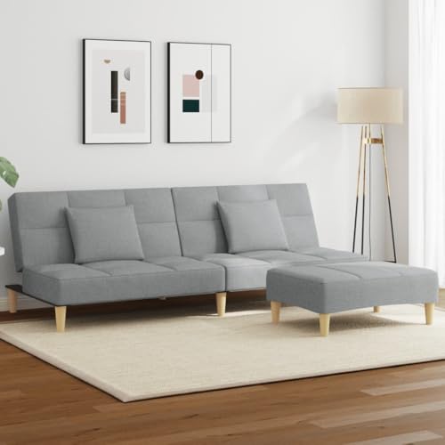 QJBSAVVA Schlafsofa 2 Sitzer mit Fußhocker Hellgrau aus strapazierfähigem Polyester Stoff Holzrahmen für höchsten Komfort 200 x 84 5 cm Ausziehbares Gästebett für Wohnzimmer kleine Räume QJBSAVVA Schlafsofa 2 Sitzer mit Fußhocker Hellgrau aus strapazierfähigem Polyester Stoff Holzrahmen für höchsten Komfort 200 x 84 5 cm Ausziehbares Gästebett für Wohnzimmer kleine Räume von QJBSAVVA
