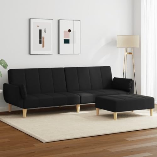 QJBSAVVA Schlafsofa 2 Sitzer mit Fußhocker Schwarz Stoff Sofa Bett Kombination 220 cm Länge Bequem & Robust für Wohnzimmer Gästezimmer und kleine Räume QJBSAVVA Schlafsofa 2 Sitzer mit Fußhocker Schwarz Stoff Sofa Bett Kombination 220 cm Länge Bequem & Robust für Wohnzimmer Gästezimmer und kleine Räume von QJBSAVVA