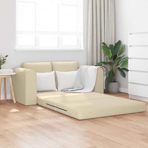 QJBSAVVA Schlafsofa 2 in 1 Creme 148x71x83 cm Polyesterstoff Rechteckiges Sofa mit Schlaffunktion Bequem und Platzsparend für Wohnzimmer QJBSAVVA Schlafsofa 2 in 1 Creme 148x71x83 cm Polyesterstoff Rechteckiges Sofa mit Schlaffunktion Bequem und Platzsparend für Wohnzimmer von QJBSAVVA