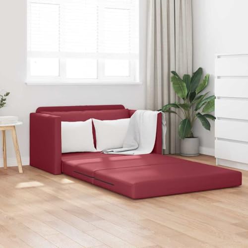 QJBSAVVA Schlafsofa 2 in 1 Weinrot Modernes Loveseat aus Robustem Polyesterstoff 124x71x78 cm Kompakt & Bequem mit Abnehmbaren Kissen für Wohnzimmer und Gästezimmer QJBSAVVA Schlafsofa 2 in 1 Weinrot Modernes Loveseat aus Robustem Polyesterstoff 124x71x78 cm Kompakt & Bequem mit Abnehmbaren Kissen für Wohnzimmer und Gästezimmer von QJBSAVVA