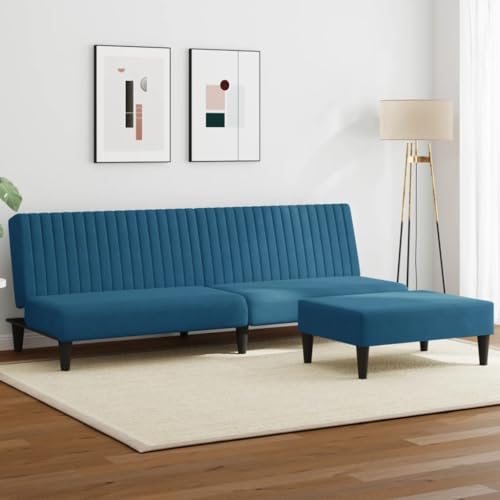 QJBSAVVA Schlafsofa Blau Samt 2 in 1 Funktion als Sofa und Bett Komfortables Design mit Fußhocker 200 x 84 5 x 69 cm für Wohnzimmer Gästezimmer und kleine Balkone von QJBSAVVA