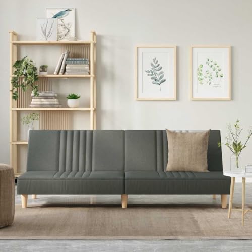 QJBSAVVA Schlafsofa Dunkelgrau Stoff 200 cm Breite Ausziehbares Gästebett mit Verstellbarer Rückenlehne Bequem und Langlebig für Wohnzimmer Gästezimmer und Balkon von QJBSAVVA