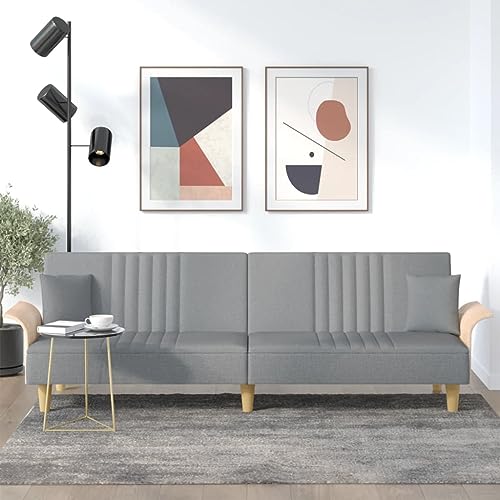 QJBSAVVA Schlafsofa Hellgrau aus strapazierfähigem Polyester Stoff mit Verstellbarer Rückenlehne und 2 Kissen 224 cm Breite Bequemes Gästebett für Wohnzimmer und Gästezimmer QJBSAVVA Schlafsofa Hellgrau aus strapazierfähigem Polyester Stoff mit Verstellbarer Rückenlehne und 2 Kissen 224 cm Breite Bequemes Gästebett für Wohnzimmer und Gästezimmer von QJBSAVVA
