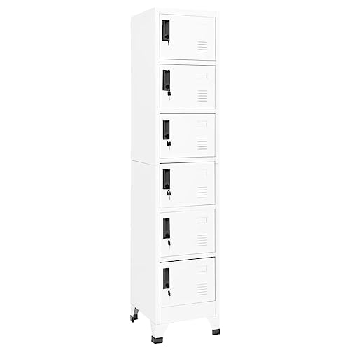 QJBSAVVA Schließfachschrank Weiß 38x40x180 cm aus Stahl mit 6 abschließbaren Fächern Lüftungsschlitzen und Namensschildhaltern Moderner Lager- und Organizerschrank für Büro Schule und Zuhause QJBSAVVA Schließfachschrank Weiß 38x40x180 cm aus Stahl mit 6 abschließbaren Fächern Lüftungsschlitzen und Namensschildhaltern Moderner Lager- und Organizerschrank für Büro Schule und Zuhause von QJBSAVVA