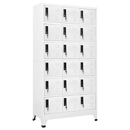 QJBSAVVA Schließfachschrank Weiß aus Stahl 90x40x180 cm mit 18 abschließbaren Fächern Moderner Lager- und Aufbewahrungsschrank für Büro Schule und Zuhause QJBSAVVA Schließfachschrank Weiß aus Stahl 90x40x180 cm mit 18 abschließbaren Fächern Moderner Lager- und Aufbewahrungsschrank für Büro Schule und Zuhause von QJBSAVVA