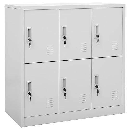QJBSAVVA Schließfachschrank aus Stahl mit 6 Fächern Moderner Aufbewahrungsschrank für Büro Schule und Zuhause Hellgrau 90 x 45 x 92 5 cm Robust und Abschließbar QJBSAVVA Schließfachschrank aus Stahl mit 6 Fächern Moderner Aufbewahrungsschrank für Büro Schule und Zuhause Hellgrau 90 x 45 x 92 5 cm Robust und Abschließbar von QJBSAVVA