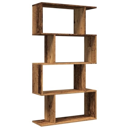 QJBSAVVA Schmales Regal Küchenschrank Mehrzweckschrank Aktenregal für Ordner - Raumteiler-Bücherregal 4 Böden Altholz-Optik 70x24x129 cm für Schlafzimmer Abstellraum Badezimmer Outdoor von QJBSAVVA
