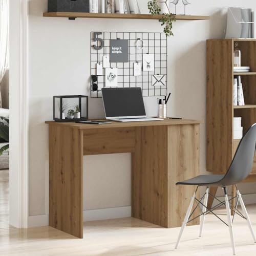 QJBSAVVA Schreibtisch Artisan-Eiche 100x55x75 cm Moderner Computertisch mit 2 Fächern Aus Holzwerkstoff Stilvolles Design für Büro und Homeoffice von QJBSAVVA
