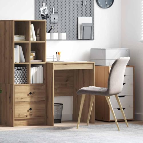 QJBSAVVA Schreibtisch Artisan Eiche Holzwerkstoff 60 x 50 x 76 cm Moderner Büroschreibtisch mit Schublade Robuste Bauweise für Homeoffice und Studentenzimmer von QJBSAVVA