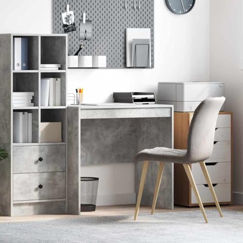 QJBSAVVA Schreibtisch Beton Grau 80x50x76 cm Moderner Büroschreibtisch aus Spanplatte mit Robustem Design für Homeoffice und Jugendzimmer von QJBSAVVA