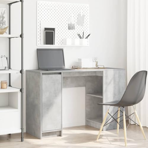 QJBSAVVA Schreibtisch Betongrau 120x42x76 cm Holzwerkstoff Moderner Büro Schreibtisch mit Stauraum Robust und Langlebig für Homeoffice Wohnzimmer und Jugendzimmer von QJBSAVVA