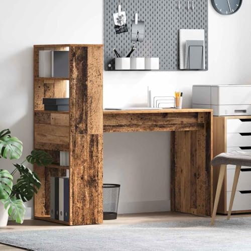 QJBSAVVA Schreibtisch Braun 113 x 54 x 120 cm Moderner Bürotisch mit 3 Fächern Altholzoptik Robuste Spanplatte für Homeoffice und Studierzimmer QJBSAVVA Schreibtisch Braun 113 x 54 x 120 cm Moderner Bürotisch mit 3 Fächern Altholzoptik Robuste Spanplatte für Homeoffice und Studierzimmer von QJBSAVVA