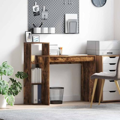 QJBSAVVA Schreibtisch Geräucherte Eiche Kompakter Schreibtisch mit 3 Regalen Modernes Design für Büro Jugendzimmer und Lernbereich Braun QJBSAVVA Schreibtisch Geräucherte Eiche Kompakter Schreibtisch mit 3 Regalen Modernes Design für Büro Jugendzimmer und Lernbereich Braun von QJBSAVVA