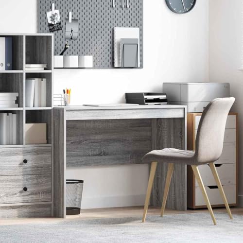 QJBSAVVA Schreibtisch Grau Moderner Büro Schreibtisch aus MDF und Furnier 100 x 50 x 76 cm mit Schublade Minimalistisches Design für Homeoffice und Studentenzimmer von QJBSAVVA