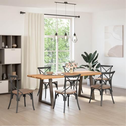 QJBSAVVA Schreibtisch Kitchen Table Bartisch Esszimmertische - Esstisch mit Baumkanten 220x80x74 cm Massivholz Eiche für Camping Dining Room Living Room Balcony von QJBSAVVA