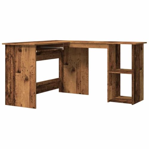 QJBSAVVA Schreibtisch Klein Kleiner Schreibtisch Schminktisch Konferenztisch - Eckschreibtisch Altholz-Optik 120x140x75 cm Holzwerkstoff für Esszimmer Home Office Wohnzimmer Küche von QJBSAVVA