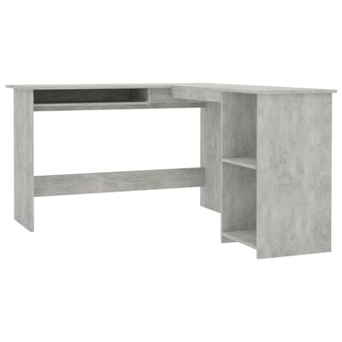 QJBSAVVA Schreibtisch Klein Kleiner Schreibtisch Schminktisch Konferenztisch - Eckschreibtisch in L-Form Betongrau 120x140x75 cm Holzwerkstoff für Esszimmer Home Office Wohnzimmer Küche von QJBSAVVA