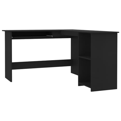 QJBSAVVA Schreibtisch Klein Kleiner Schreibtisch Schminktisch Konferenztisch - Eckschreibtisch in L-Form Schwarz 120x140x75 cm Holzwerkstoff für Esszimmer Home Office Wohnzimmer Küche von QJBSAVVA