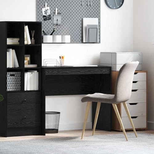 QJBSAVVA Schreibtisch Moderner Büro Schreibtisch aus Holzwerkstoff mit Schublade Matt Schwarz 90 x 40 x 76 cm Stilvoll & Robust für Homeoffice und Studentenzimmer von QJBSAVVA