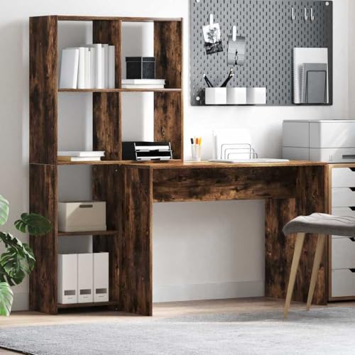 QJBSAVVA Schreibtisch Räuchereiche 138.5 x 55 x 143 cm Holzwerkstoff Moderner Büroschreibtisch mit Regalen und Stauraum für Homeoffice und Jugendzimmer QJBSAVVA Schreibtisch Räuchereiche 138.5 x 55 x 143 cm Holzwerkstoff Moderner Büroschreibtisch mit Regalen und Stauraum für Homeoffice und Jugendzimmer von QJBSAVVA