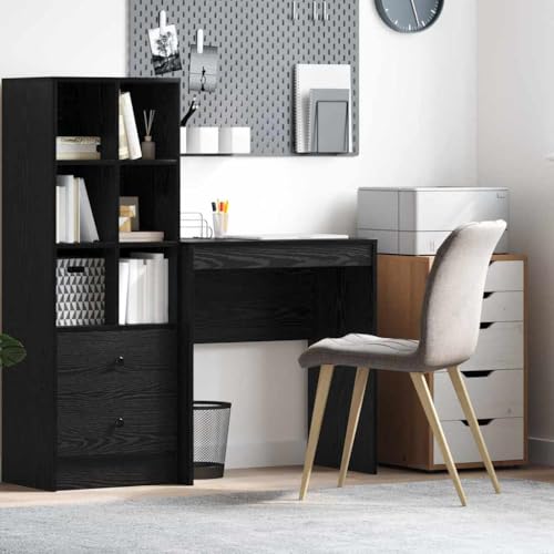 QJBSAVVA Schreibtisch Schwarz Eiche Moderner Büroschreibtisch aus Holzwerkstoff 70 x 40 x 76 cm mit Schublade Robuste Bauweise für Homeoffice und Studentenzimmer QJBSAVVA Schreibtisch Schwarz Eiche Moderner Büroschreibtisch aus Holzwerkstoff 70 x 40 x 76 cm mit Schublade Robuste Bauweise für Homeoffice und Studentenzimmer von QJBSAVVA