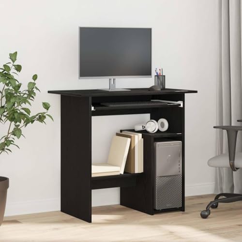 QJBSAVVA Schreibtisch Schwarz Eichen-Optik 80 x 45 x 74 cm Moderner Bürotisch mit Stauraum Langlebiges Holzwerkstoff Design für Homeoffice und Gaming Zimmer von QJBSAVVA