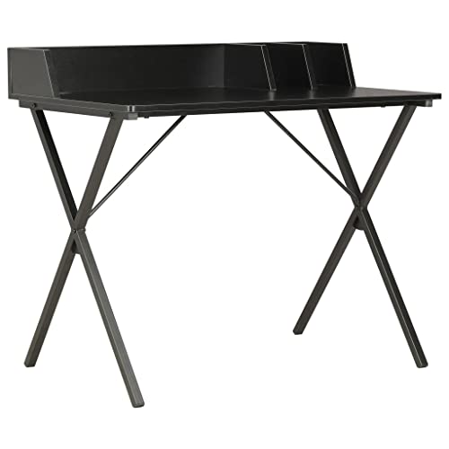 QJBSAVVA Schreibtisch Schwarz Moderner Eckschreibtisch mit X-förmigen Beinen 80 x 50 x 84 cm für Büro Arbeitszimmer und Homeoffice von QJBSAVVA