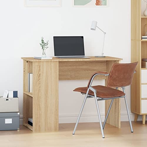 QJBSAVVA Schreibtisch Sonoma-Eiche 100x55x75 cm Moderner Computertisch mit 2 Fächern Aus Holzwerkstoff Stabil & Langlebig für Büro und Homeoffice von QJBSAVVA