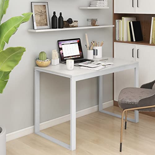 QJBSAVVA Schreibtisch Weiß 110x60x73 cm Moderner Computertisch mit Industriellem Design aus Holzwerkstoff & Metall Robust und Langlebig für Homeoffice und Gaming Zimmer von QJBSAVVA