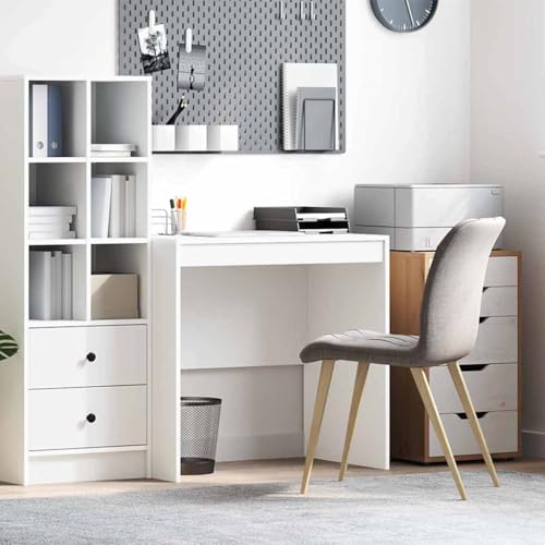QJBSAVVA Schreibtisch Weiß 80x50x76 cm Moderner Schreibtisch aus Spanplatte mit Mattem Finish Robuster Büroschreibtisch für Home Office und Lernbereich von QJBSAVVA