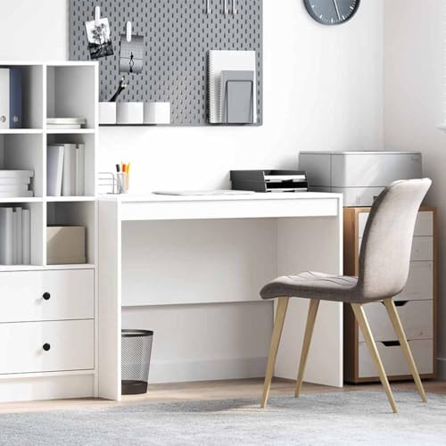 QJBSAVVA Schreibtisch Weiß Moderner Büroschreibtisch aus Spanplatte 100 x 50 x 76 cm mit Geräumiger Arbeitsfläche und Minimalistischem Design für Homeoffice und Jugendzimmer von QJBSAVVA