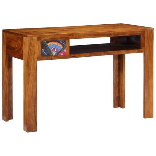 QJBSAVVA Schreibtisch aus Massivholz Akazie 110x50x73 cm Moderner Büro Schreibtisch mit Stauraum und offenem Regal Langlebig und Stilvoll für Heimbüro Arbeitszimmer oder Schlafzimmer von QJBSAVVA