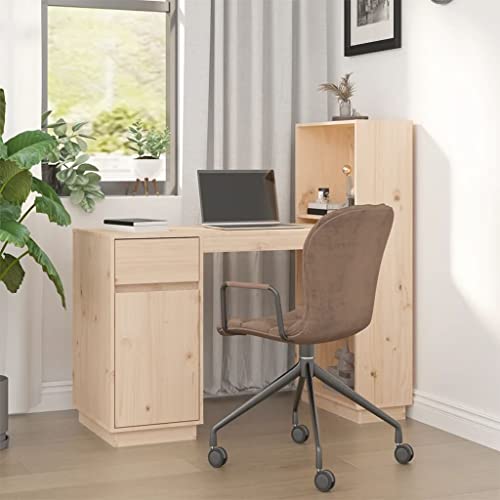 QJBSAVVA Schreibtisch aus massivem Kiefernholz 110x53x117 cm mit Mehrzweckregal Rustikaler Computertisch für Büro und Zuhause QJBSAVVA Schreibtisch aus massivem Kiefernholz 110x53x117 cm mit Mehrzweckregal Rustikaler Computertisch für Büro und Zuhause von QJBSAVVA