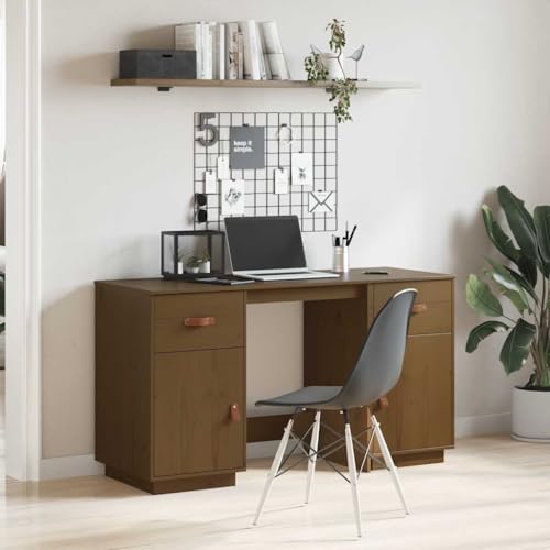 QJBSAVVA Schreibtisch aus massiver Kiefer Honigbraun mit Schubladen und Schrank 135 x 50 x 75 cm Rustikaler Computertisch mit Stauraum für Homeoffice und Jugendzimmer QJBSAVVA Schreibtisch aus massiver Kiefer Honigbraun mit Schubladen und Schrank 135 x 50 x 75 cm Rustikaler Computertisch mit Stauraum für Homeoffice und Jugendzimmer von QJBSAVVA