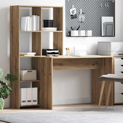QJBSAVVA Schreibtisch mit Regal Eiche handwerklich 138.5 x 55 x 143 cm Moderner Holzwerkstoff Schreibtisch mit Stauraum und Wandbefestigung für Homeoffice und Studentenzimmer QJBSAVVA Schreibtisch mit Regal Eiche handwerklich 138.5 x 55 x 143 cm Moderner Holzwerkstoff Schreibtisch mit Stauraum und Wandbefestigung für Homeoffice und Studentenzimmer von QJBSAVVA