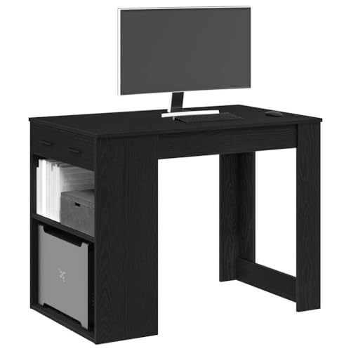 QJBSAVVA Schreibtisch mit Schubladen und Ablage Schwarz Eichen-Optik 102 x 62 x 77 5 cm Funktionaler Arbeitsplatz mit Stauraum für Büro Wohnzimmer oder Essbereich QJBSAVVA Schreibtisch mit Schubladen und Ablage Schwarz Eichen-Optik 102 x 62 x 77 5 cm Funktionaler Arbeitsplatz mit Stauraum für Büro Wohnzimmer oder Essbereich von QJBSAVVA