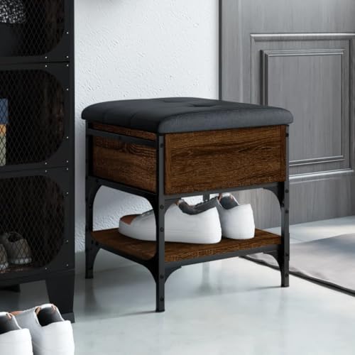 QJBSAVVA Schuhbank Braun Eichen-Optik mit Sitzkissen aus Kunstleder Stauraum für Flur und Wohnzimmer 42 x 42 x 45 cm Holzwerkstoff und Metall QJBSAVVA Schuhbank Braun Eichen-Optik mit Sitzkissen aus Kunstleder Stauraum für Flur und Wohnzimmer 42 x 42 x 45 cm Holzwerkstoff und Metall von QJBSAVVA