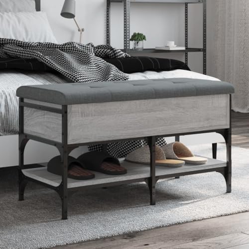 QJBSAVVA Schuhbank Grau Sonoma 82x42x45 cm mit Polsterkissen Stabile Aufbewahrungsbank mit Metallrahmen für Flur Schlafzimmer und Essbereich QJBSAVVA Schuhbank Grau Sonoma 82x42x45 cm mit Polsterkissen Stabile Aufbewahrungsbank mit Metallrahmen für Flur Schlafzimmer und Essbereich von QJBSAVVA