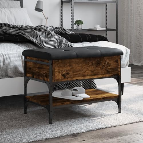 QJBSAVVA Schuhbank Räuchereiche 62x42x45 cm mit Stauraum und Polsterkissen Stabile Flurmöbel für Eingangsbereich Schlafzimmer und Esszimmer QJBSAVVA Schuhbank Räuchereiche 62x42x45 cm mit Stauraum und Polsterkissen Stabile Flurmöbel für Eingangsbereich Schlafzimmer und Esszimmer von QJBSAVVA